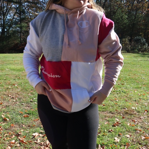 Pink champion upcycled hoodie - Picture 1 of 6